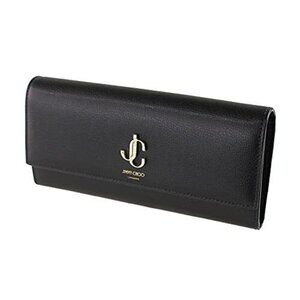 NWT Jimmy Choo JC CONTINENTAL CALFSKIN MARTINA CONTINENTAL WALLET IN BLA…